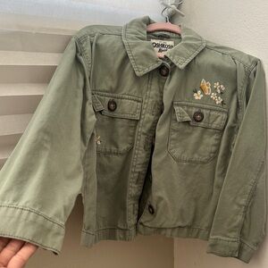 OshKosh B'gosh Kids Olive Jacket with Floral Embroidery